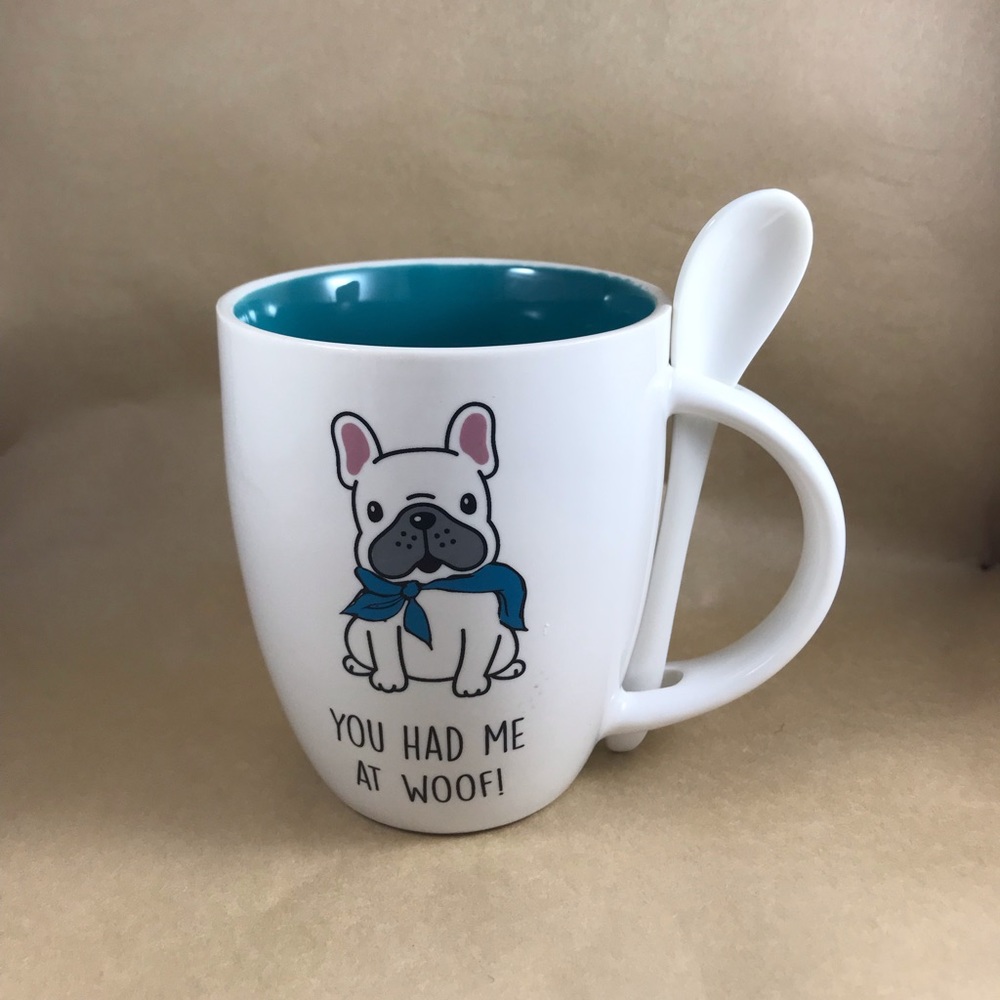 French Bulldog Ceramic Mug with spoon